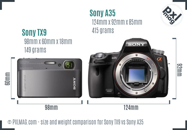 Sony TX9 vs Sony A35 size comparison