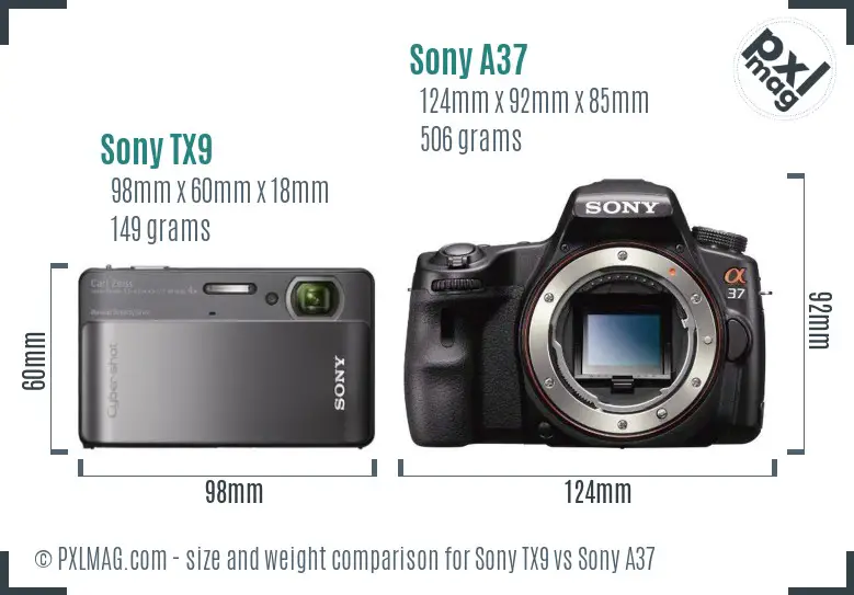 Sony TX9 vs Sony A37 size comparison