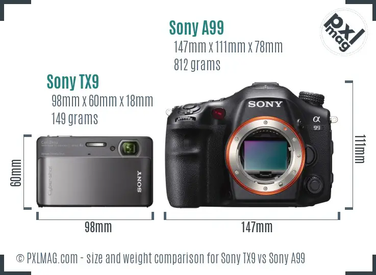 Sony TX9 vs Sony A99 size comparison