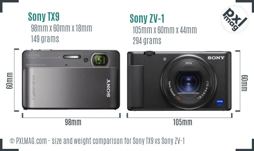 Sony TX9 vs Sony ZV-1 size comparison