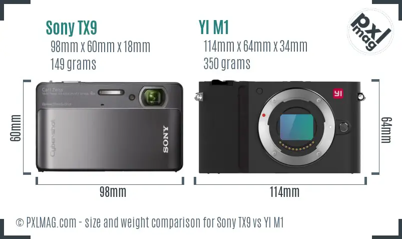 Sony TX9 vs YI M1 size comparison