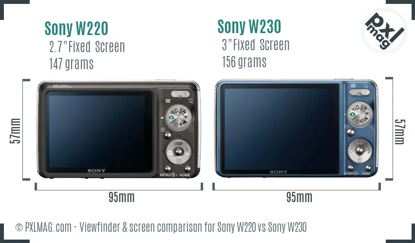 Sony W220 vs Sony W230 Screen and Viewfinder comparison