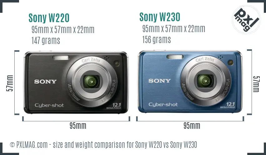 Sony W220 vs Sony W230 size comparison