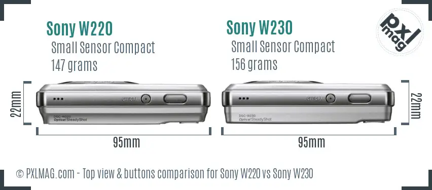 Sony W220 vs Sony W230 top view buttons comparison