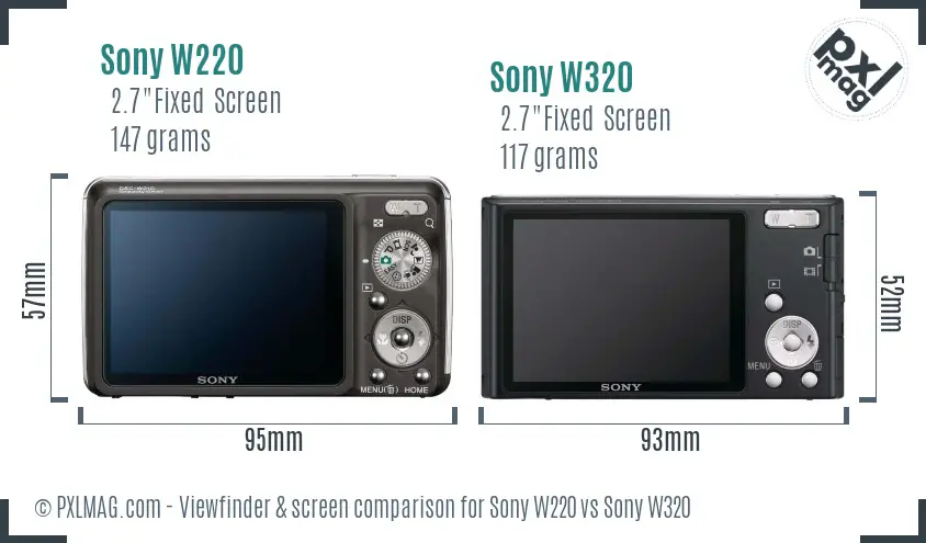 Sony W220 vs Sony W320 Screen and Viewfinder comparison