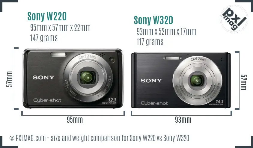 Sony W220 vs Sony W320 size comparison