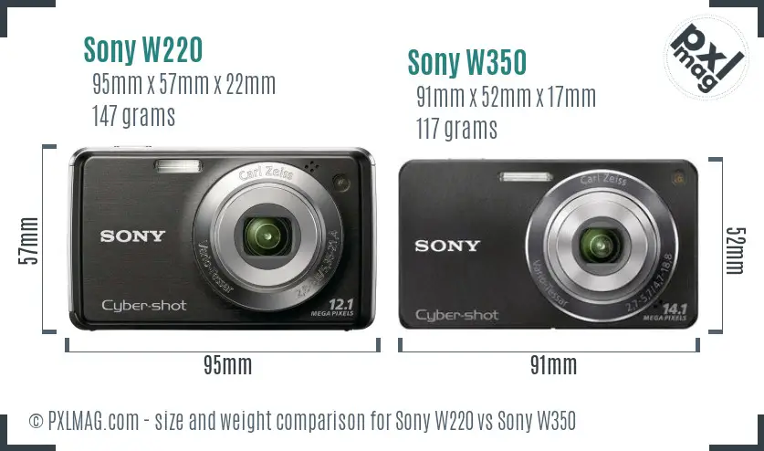 Sony W220 vs Sony W350 size comparison