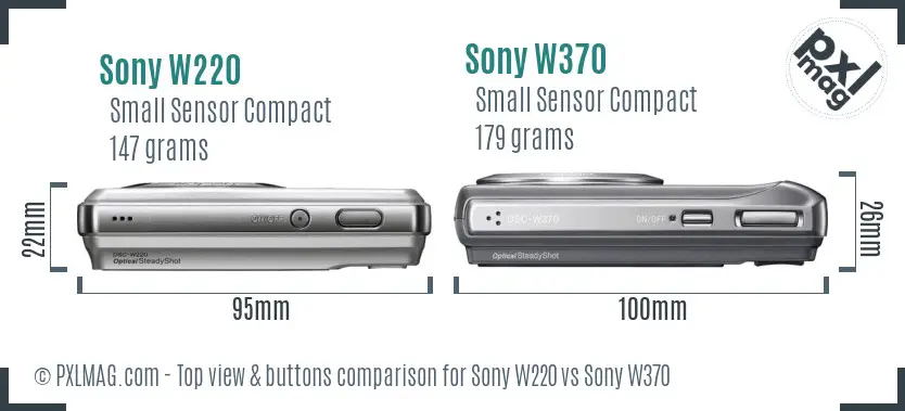 Sony W220 vs Sony W370 top view buttons comparison