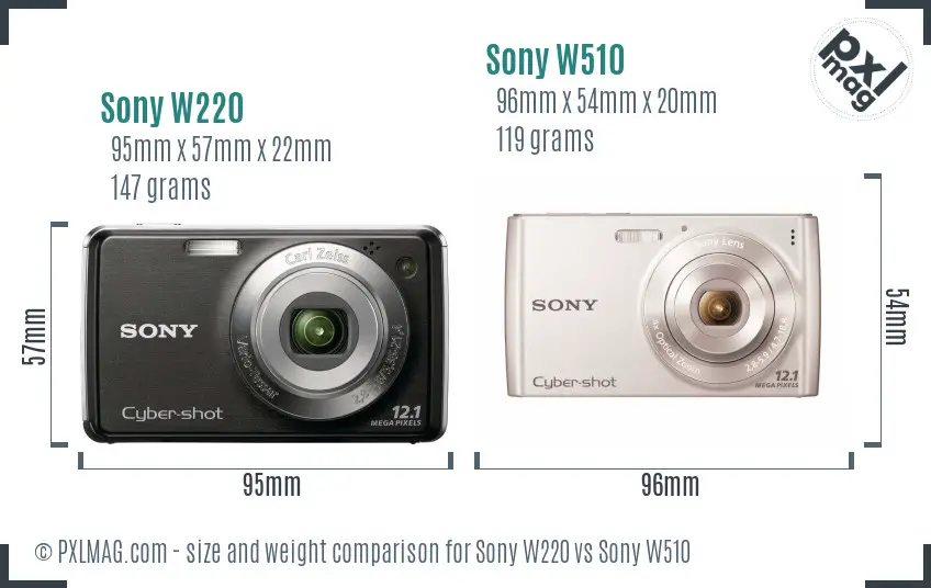Sony W220 vs Sony W510 size comparison