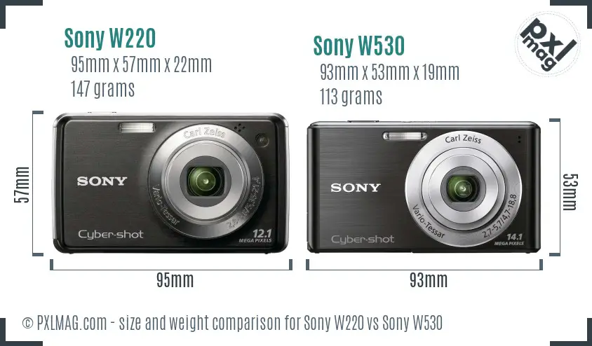 Sony W220 vs Sony W530 size comparison