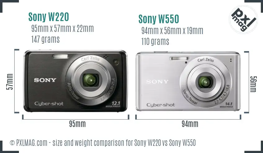 Sony W220 vs Sony W550 size comparison