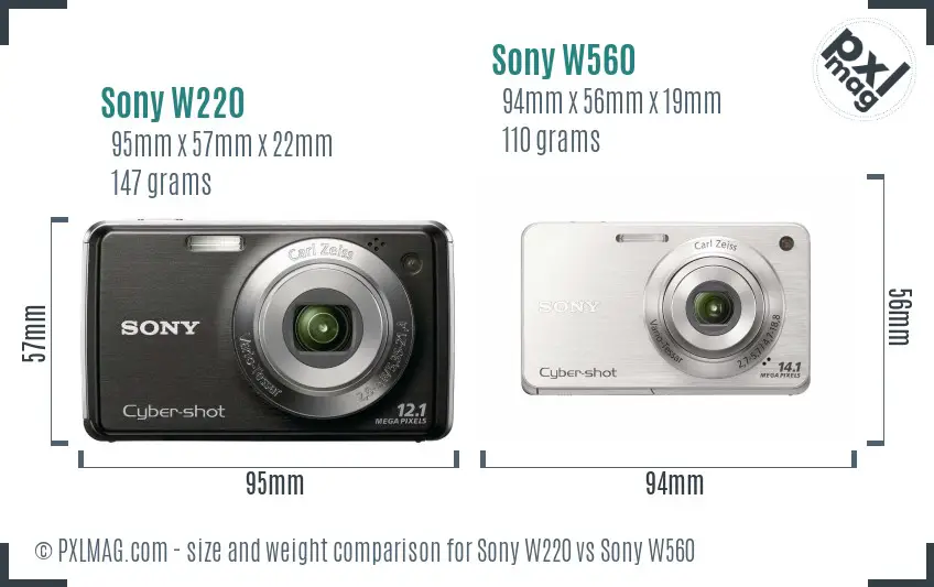Sony W220 vs Sony W560 size comparison