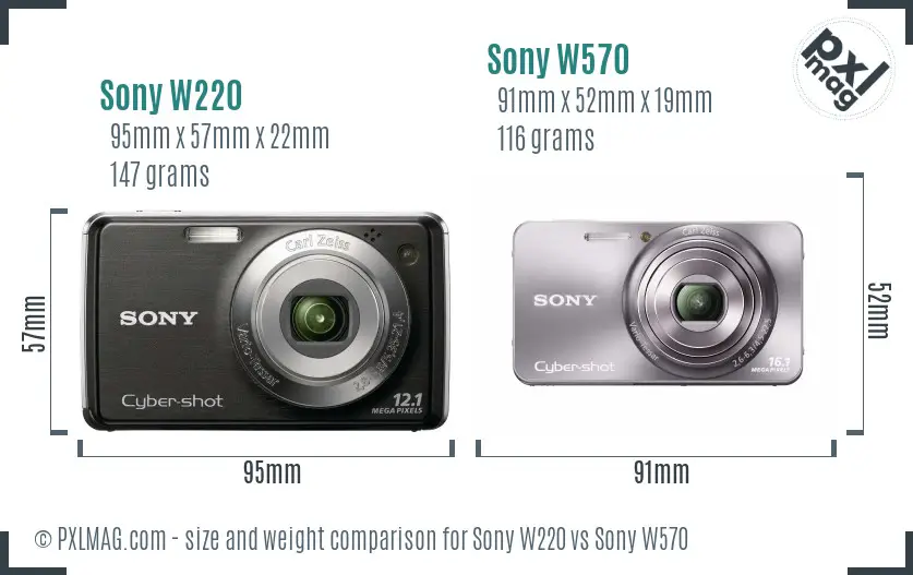 Sony W220 vs Sony W570 size comparison