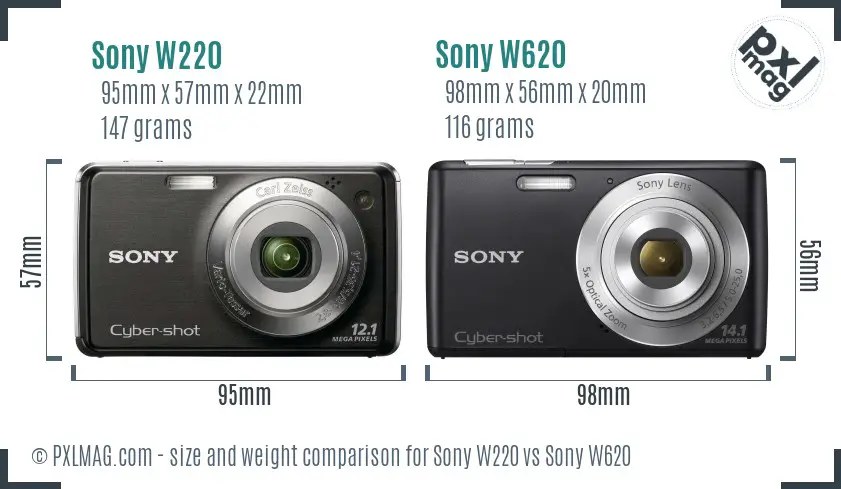 Sony W220 vs Sony W620 size comparison