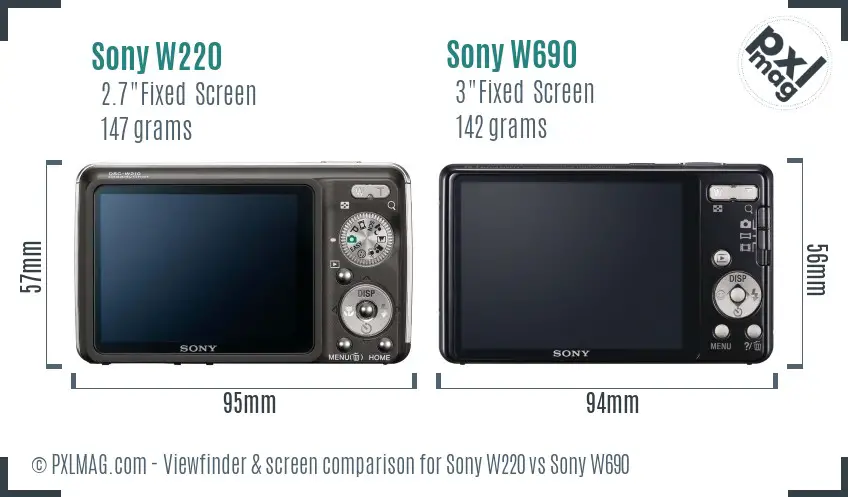 Sony W220 vs Sony W690 Screen and Viewfinder comparison