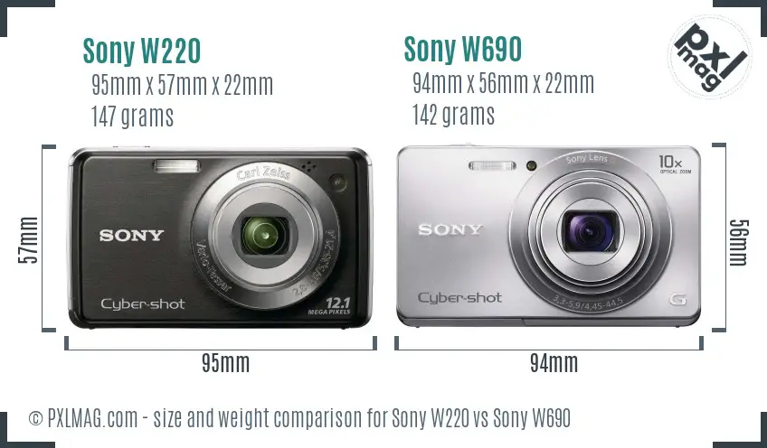 Sony W220 vs Sony W690 size comparison
