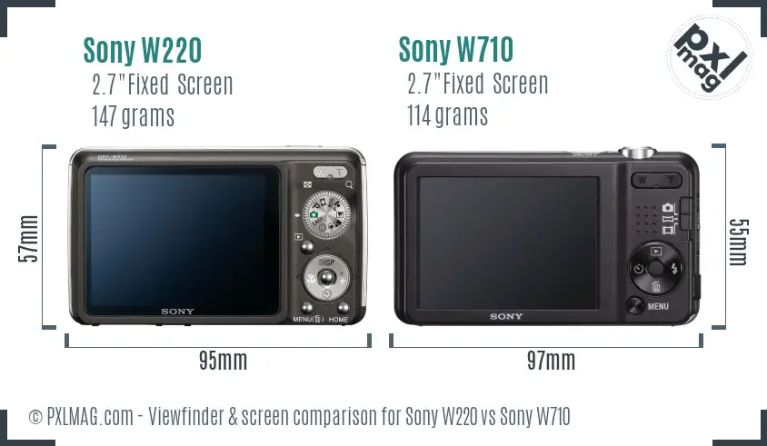 Sony W220 vs Sony W710 Screen and Viewfinder comparison