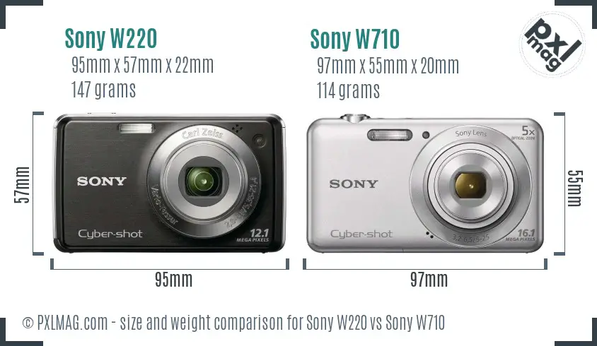 Sony W220 vs Sony W710 size comparison