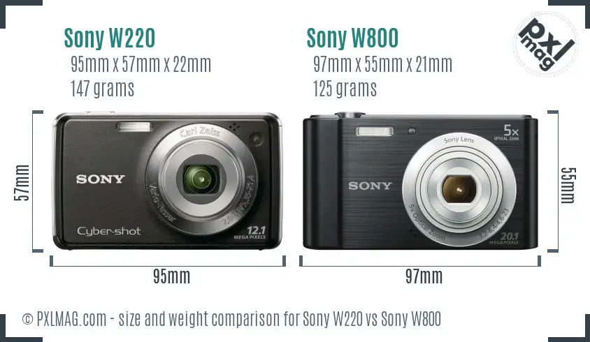 Sony W220 vs Sony W800 size comparison