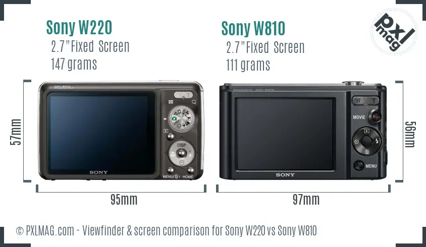 Sony W220 vs Sony W810 Screen and Viewfinder comparison