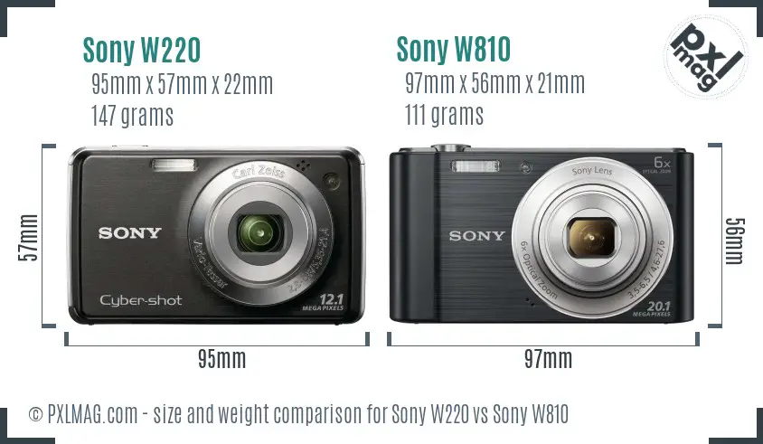 Sony W220 vs Sony W810 size comparison
