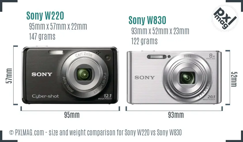 Sony W220 vs Sony W830 size comparison