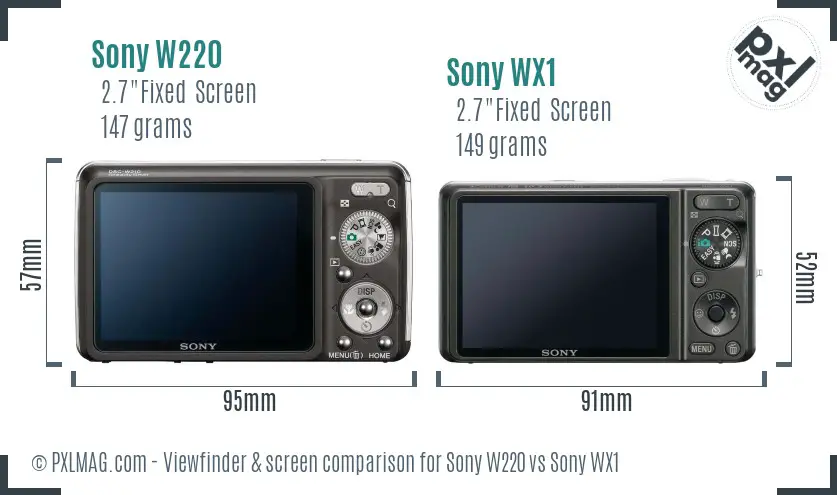Sony W220 vs Sony WX1 Screen and Viewfinder comparison