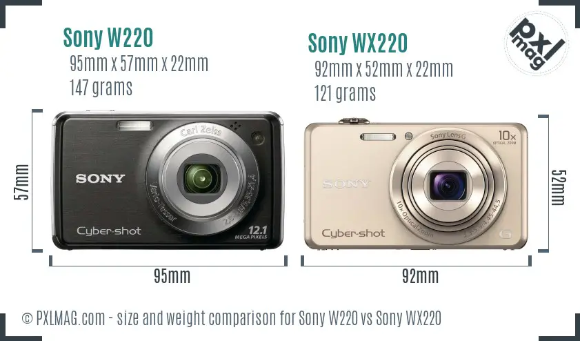 Sony W220 vs Sony WX220 size comparison