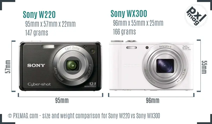 Sony W220 vs Sony WX300 size comparison