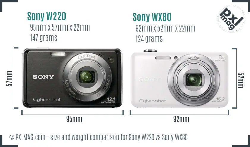 Sony W220 vs Sony WX80 size comparison