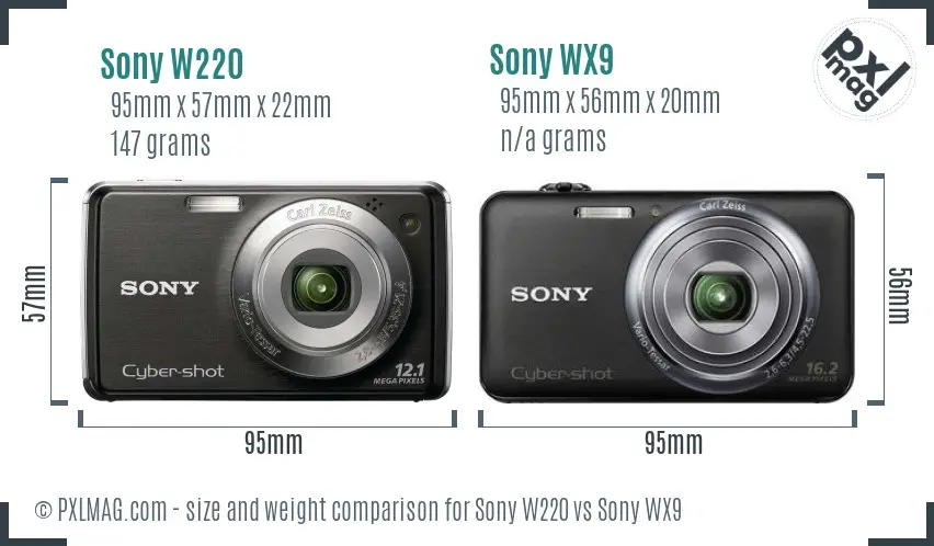 Sony W220 vs Sony WX9 size comparison