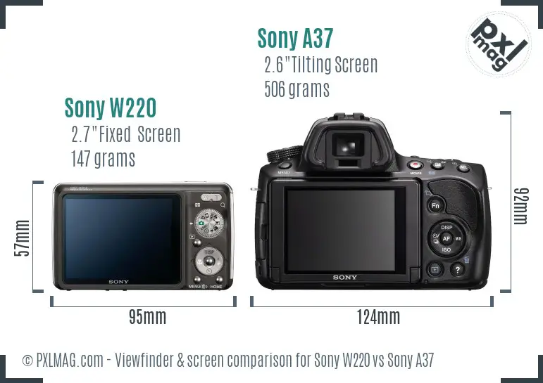 Sony W220 vs Sony A37 Screen and Viewfinder comparison