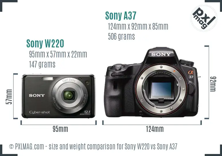 Sony W220 vs Sony A37 size comparison