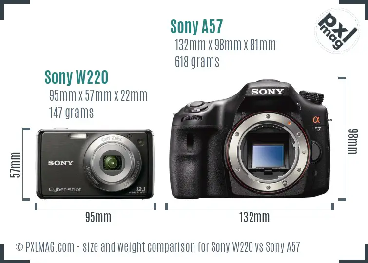 Sony W220 vs Sony A57 size comparison