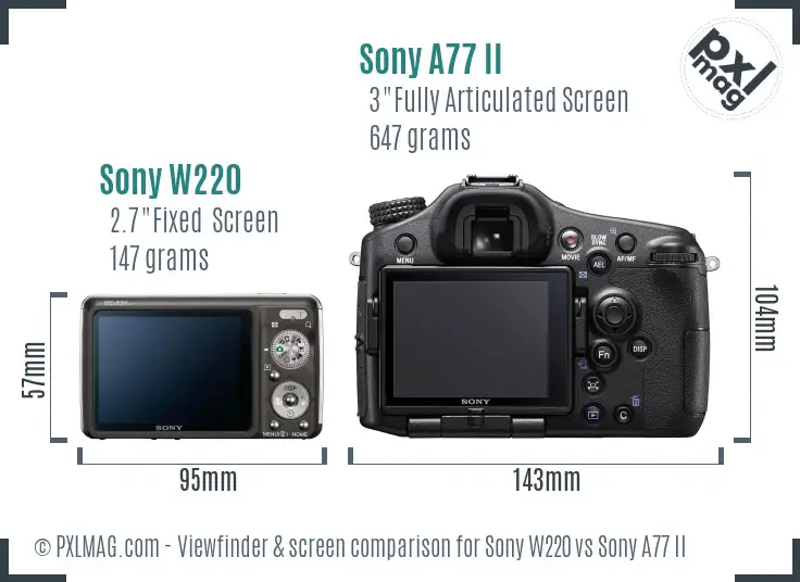 Sony W220 vs Sony A77 II Screen and Viewfinder comparison