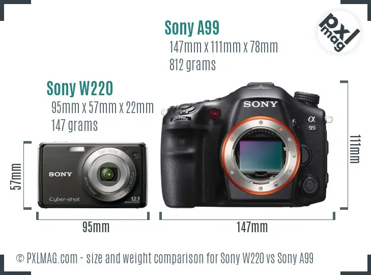 Sony W220 vs Sony A99 size comparison
