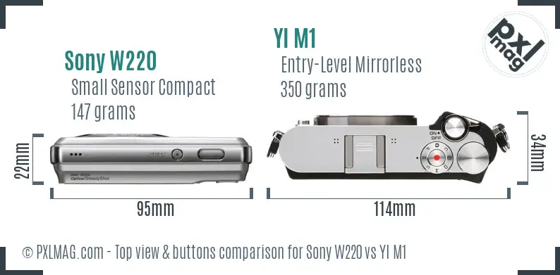 Sony W220 vs YI M1 top view buttons comparison