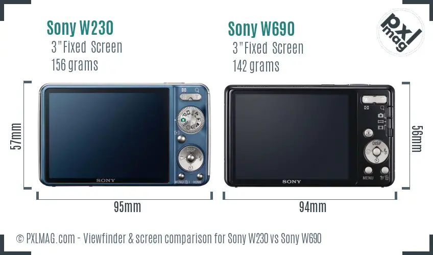 Sony W230 vs Sony W690 Screen and Viewfinder comparison