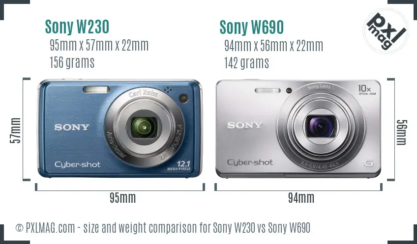 Sony W230 vs Sony W690 size comparison