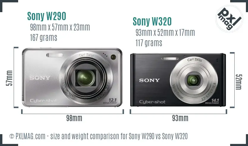 Sony W290 vs Sony W320 size comparison