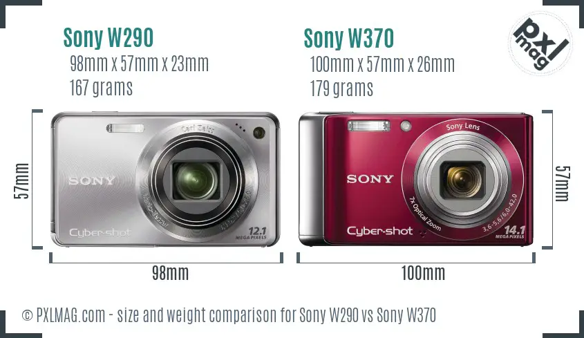 Sony W290 vs Sony W370 size comparison