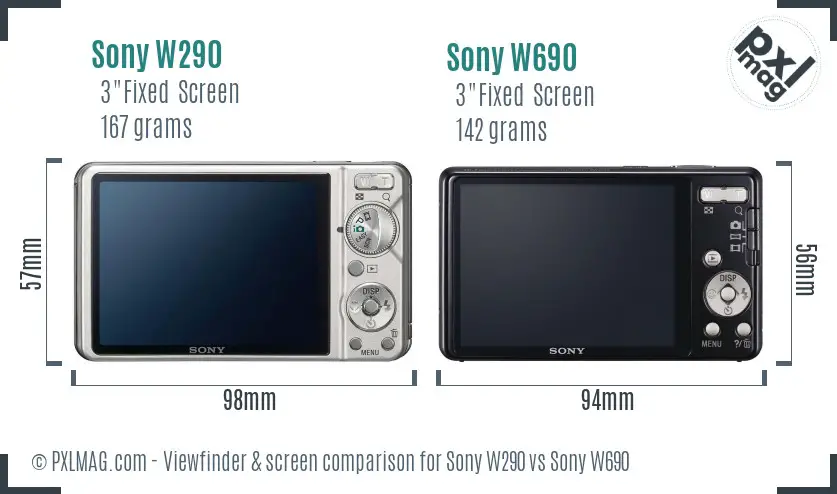 Sony W290 vs Sony W690 Screen and Viewfinder comparison