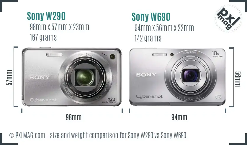 Sony W290 vs Sony W690 size comparison