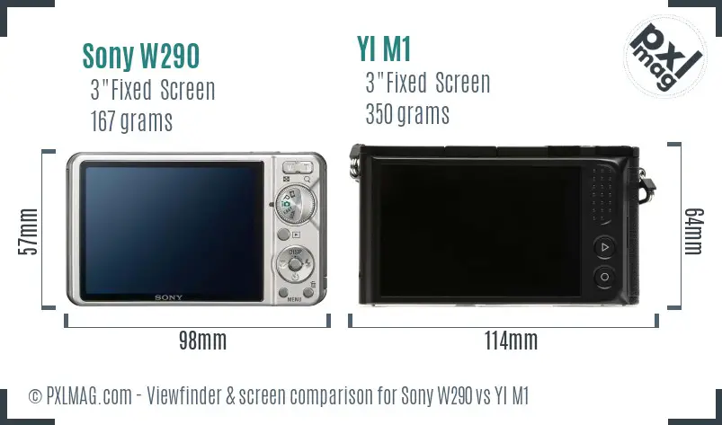 Sony W290 vs YI M1 Screen and Viewfinder comparison