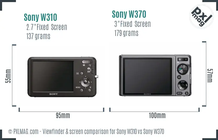 Sony W310 vs Sony W370 Screen and Viewfinder comparison