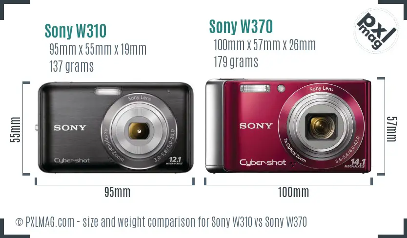 Sony W310 vs Sony W370 size comparison