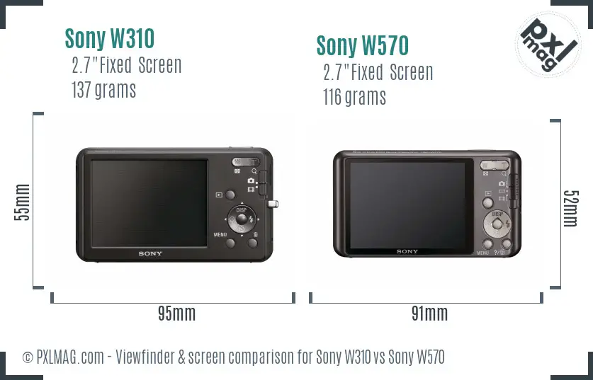 Sony W310 vs Sony W570 Screen and Viewfinder comparison