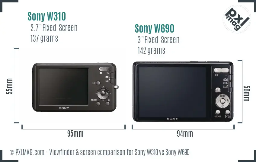 Sony W310 vs Sony W690 Screen and Viewfinder comparison