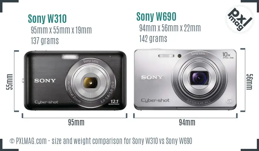 Sony W310 vs Sony W690 size comparison