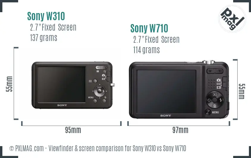 Sony W310 vs Sony W710 Screen and Viewfinder comparison